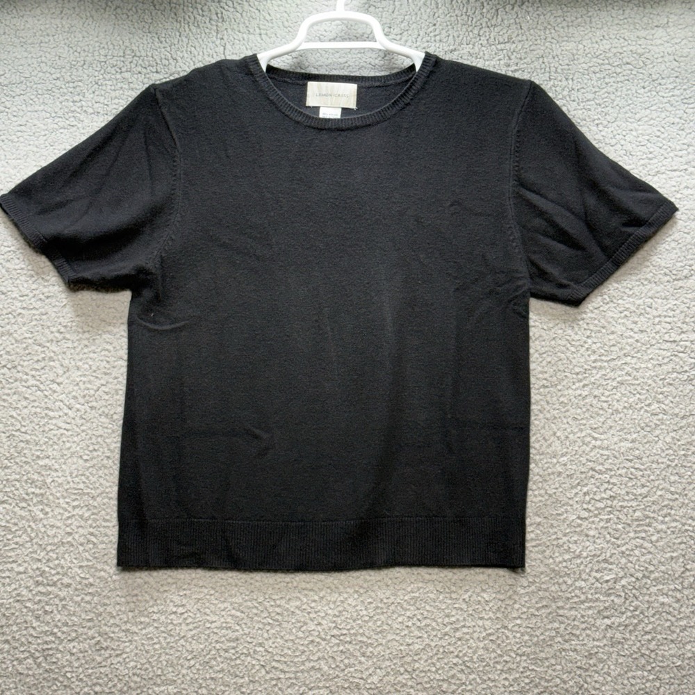 Lemon Grass‎ Womens L Short Sleeve Black Crew Neck Sweater Classic Casual Career
